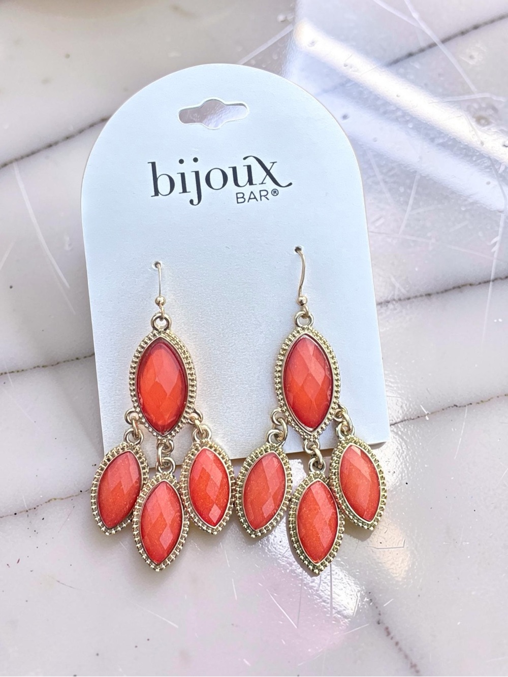 Bijoux Bar Coral Gold Statement Dangle Earrings